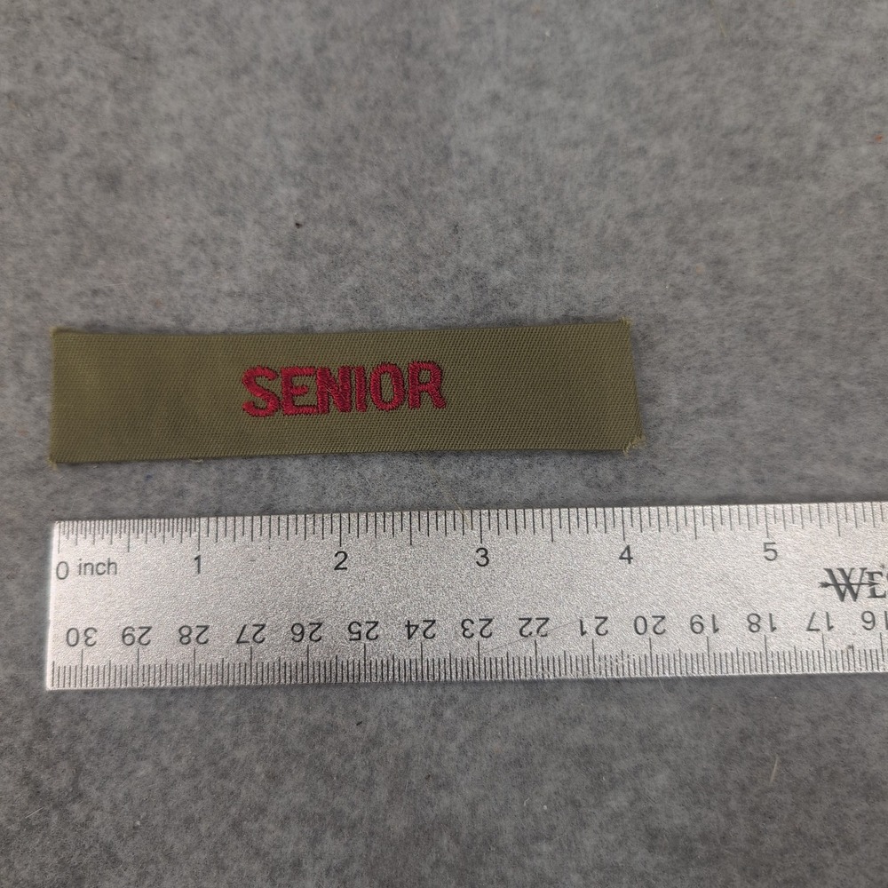Senior Boy Scout Program Strip‎ Heavy Green Twill with Red Embroidered Lettering - Picture 2 of 3